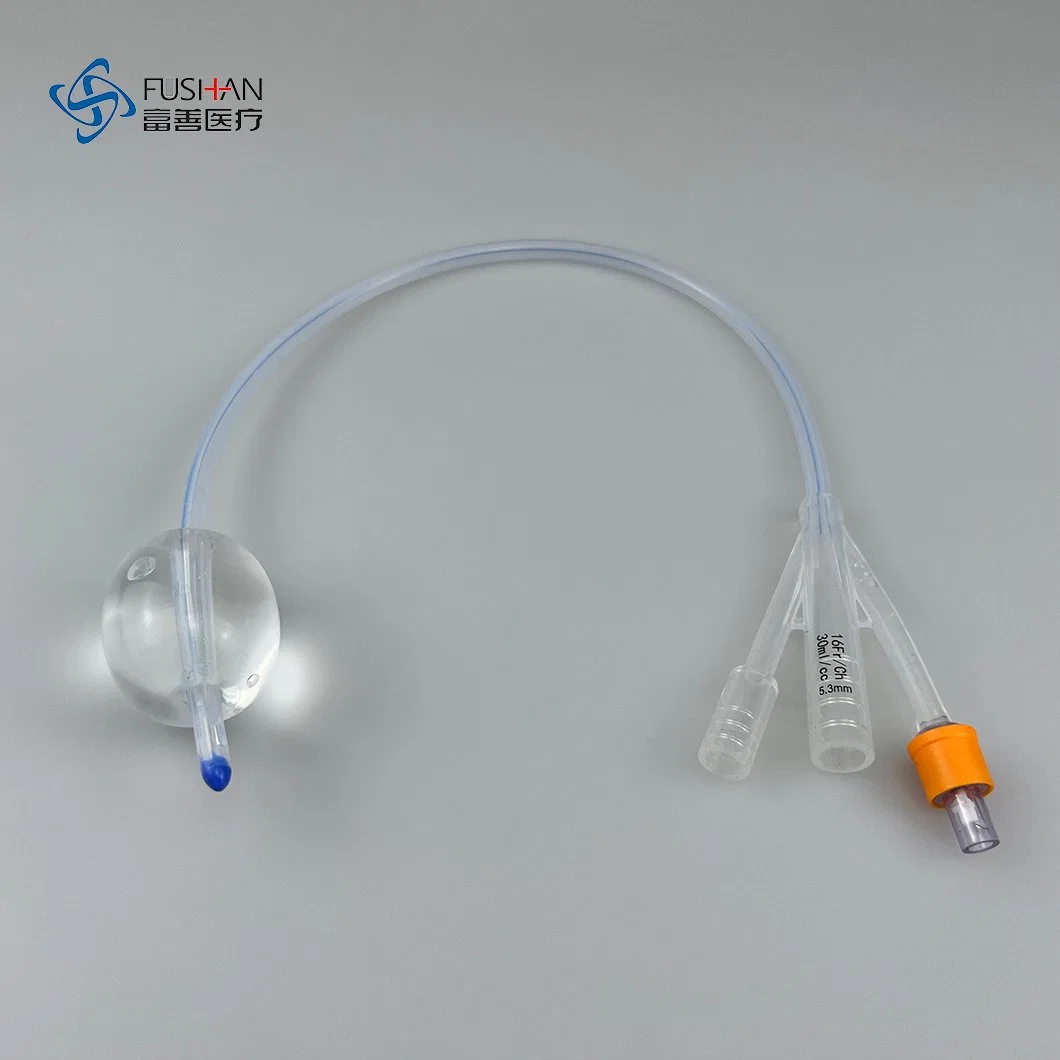 Suitable to Urine Bag Disposable Silicone 3 Way Balloon Urinary Urethral Catheter for Adult with CE, ISO and FDA Certificates