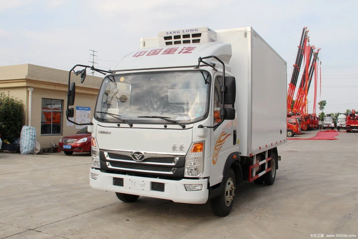 China Nacional de camiones de servicio pesado Haoman H3 4 * 2 116 HP Camioneta refrigerada de 4,1 metros de una fila para alimentos congelados