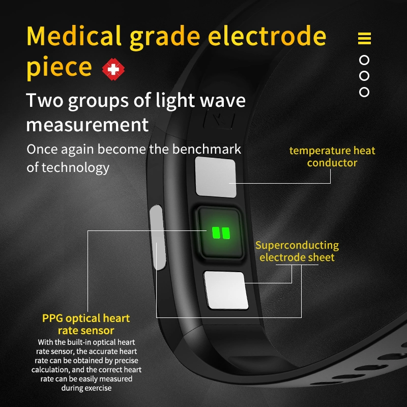 TM01 Ecran couleur TFT surveillance du sommeil surveillance de la température du corps de la montre intelligente Bracelet de santé ECG