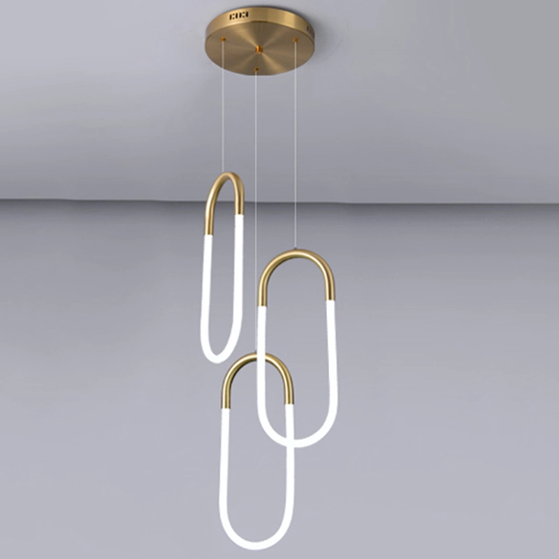 Nouveau design moderne anneau en métal pendaison lustre Poignée de commande de lumière à LED