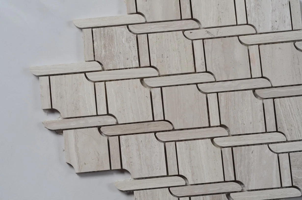 Diseño especial de travertino de Piedra Natural Mosaico Basketweave