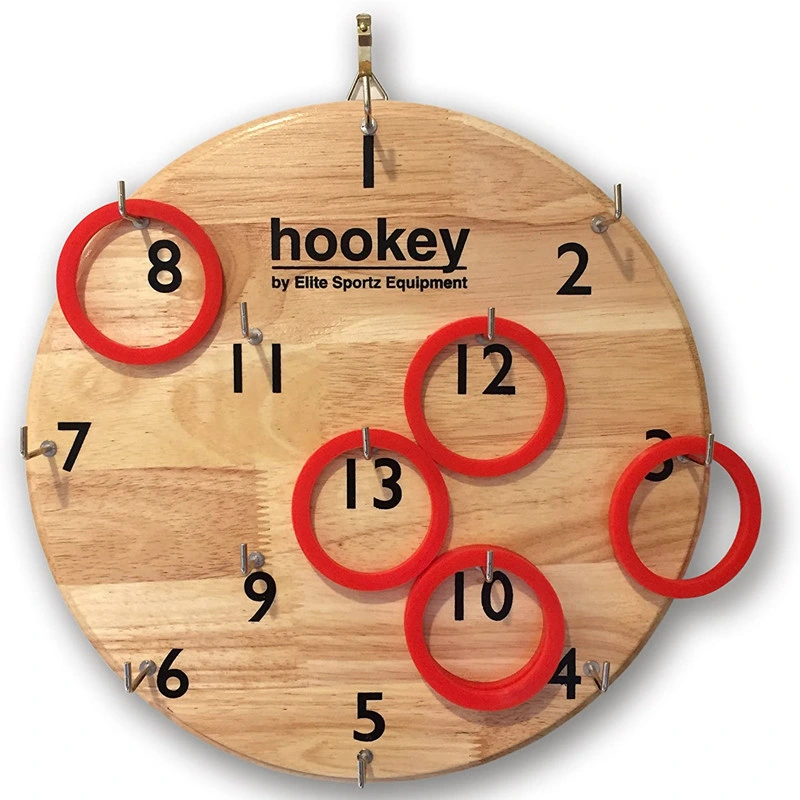 Outdoor Indoor Game Kids Wooden Wall Hookey Ring Toss Games