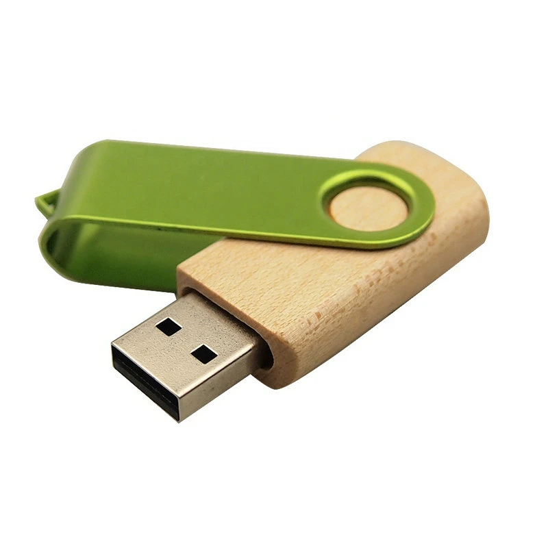 Factory Wholesale Classic Wooden Swivel USB Flash Drive with Color Clip with Customized Logo