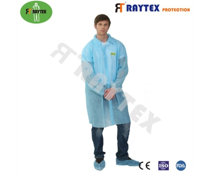 Disposable Microporous SMS PP Lab Coat with Pockets