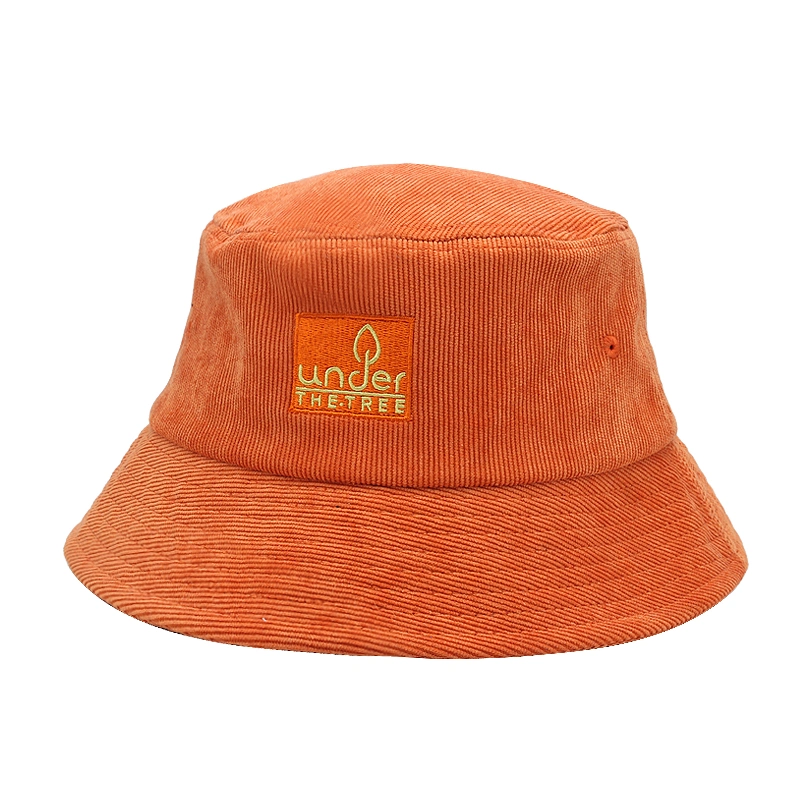 Fashion Custom Color Corduroy Bucket Hat with Custom Design Embroidery Caps