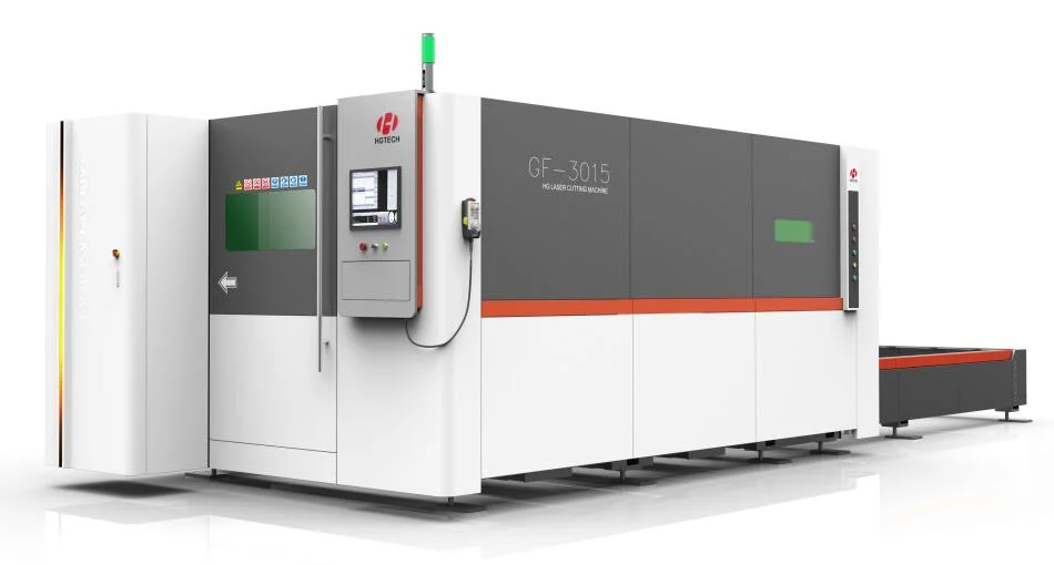 20kw Hgtech 3015 Fiber Metal Sheet Laser Cutting Machines Laser Conbon Steel Cutting Machine