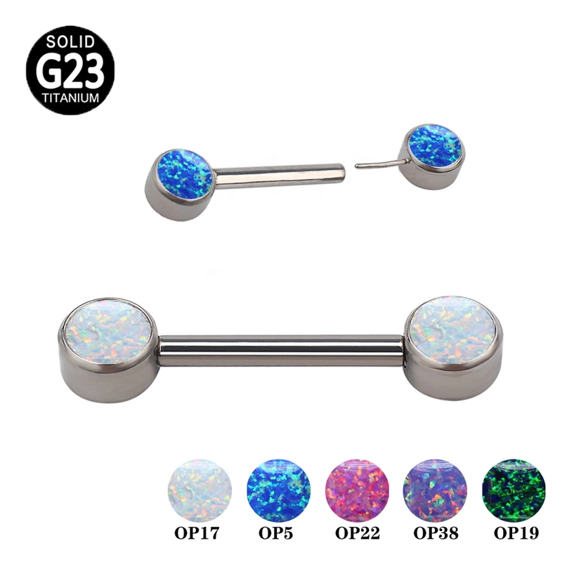 ASTM F136 Titanium Threadless Push in Barbell with CZ Opal Tops Nipple Navel Rings Barbell Body Piercing Jewelry for Women