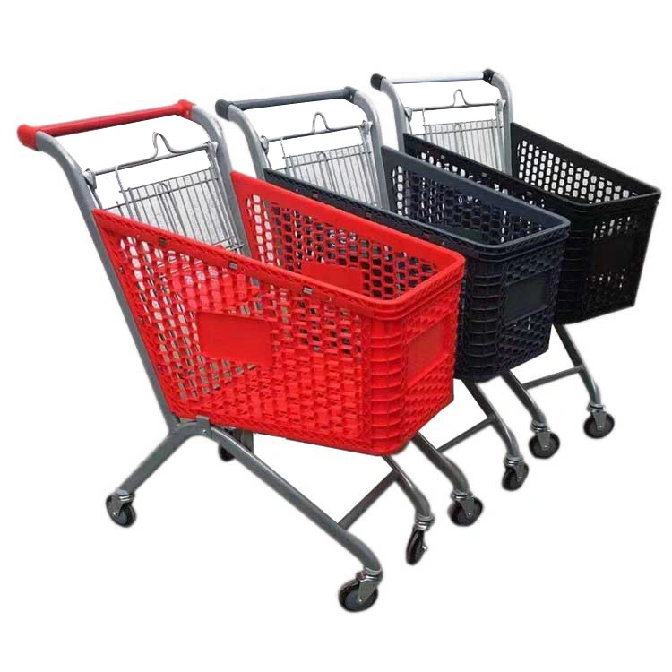 Supermarket Trolley with Red Plastic Basket (JT-E03)