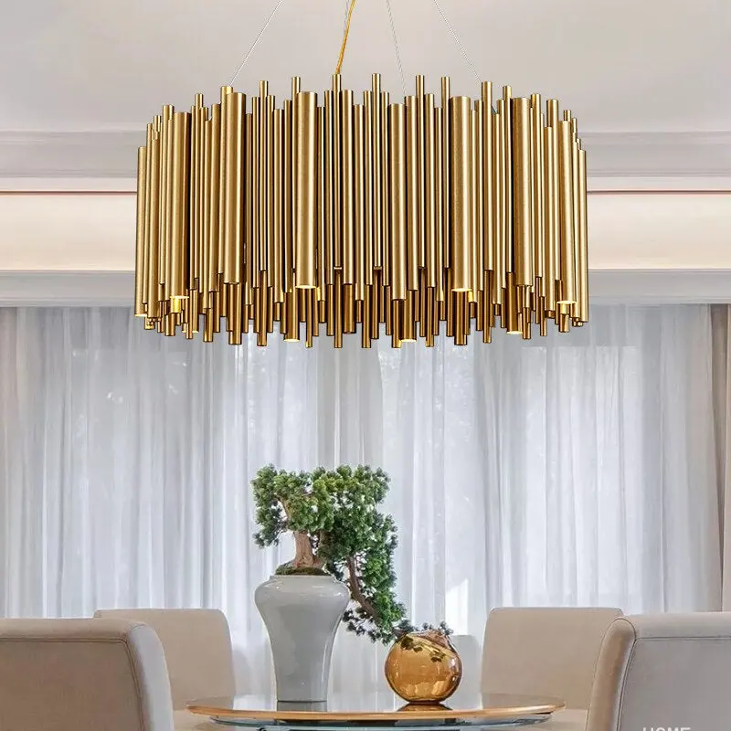 Modern Technological Sense Curved Straight Tube Chandelier