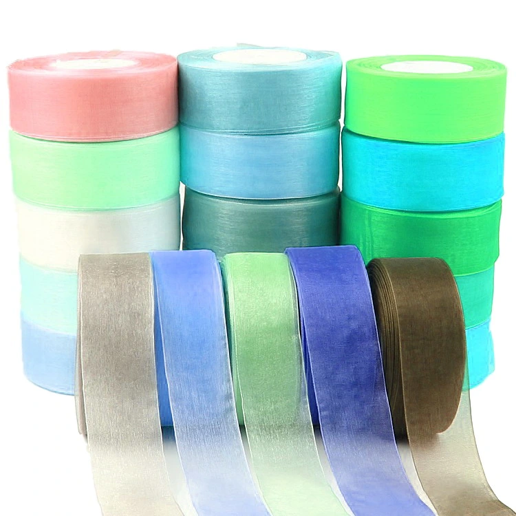 Factory Custom Solid Color 100% Nylon Sheer Organza Ribbon Chiffon Silk Ribbon