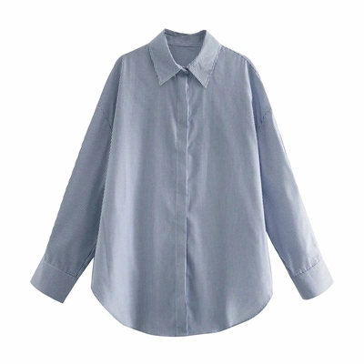 New Button Coverup Shirt Neckline Pocket Decoration Basic Loose Casual Women's Shirt