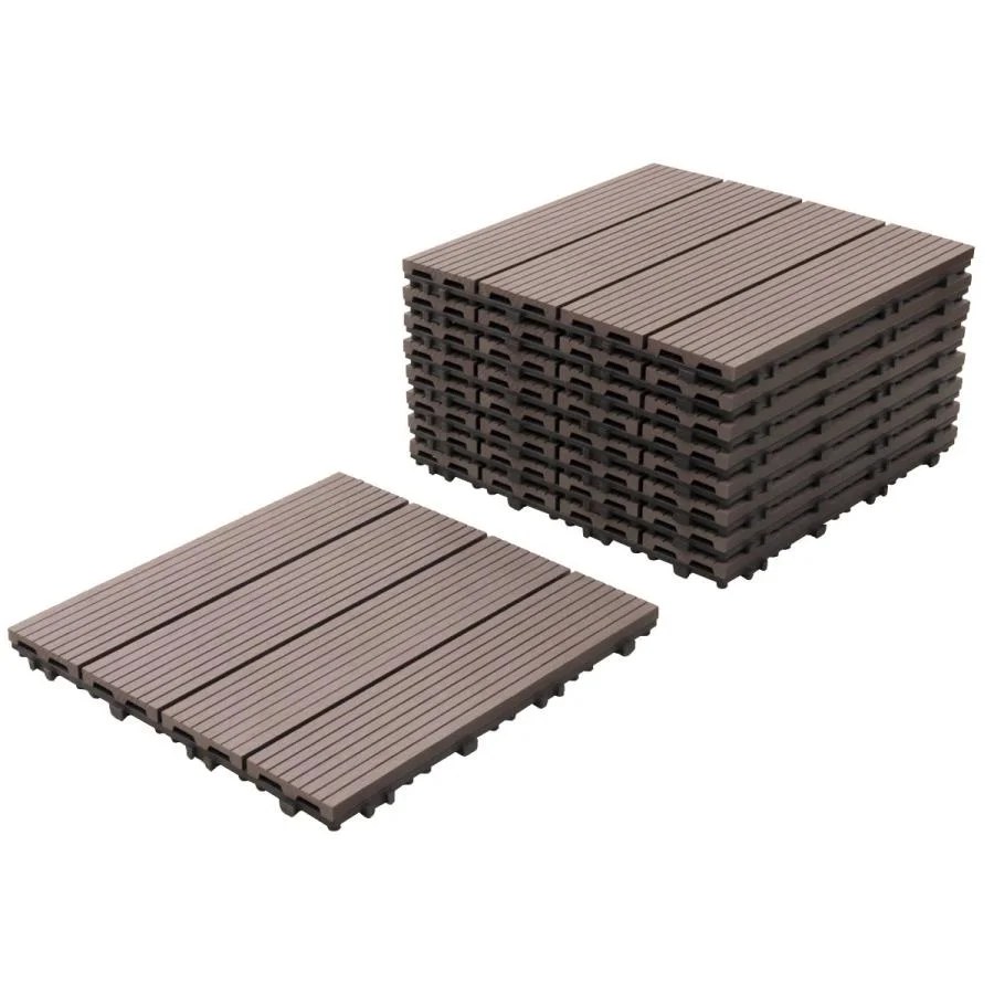 Cheap Price Grooved Stripy DIY Interlocking Wood Plastic Composite Outdoor Deck Tiles