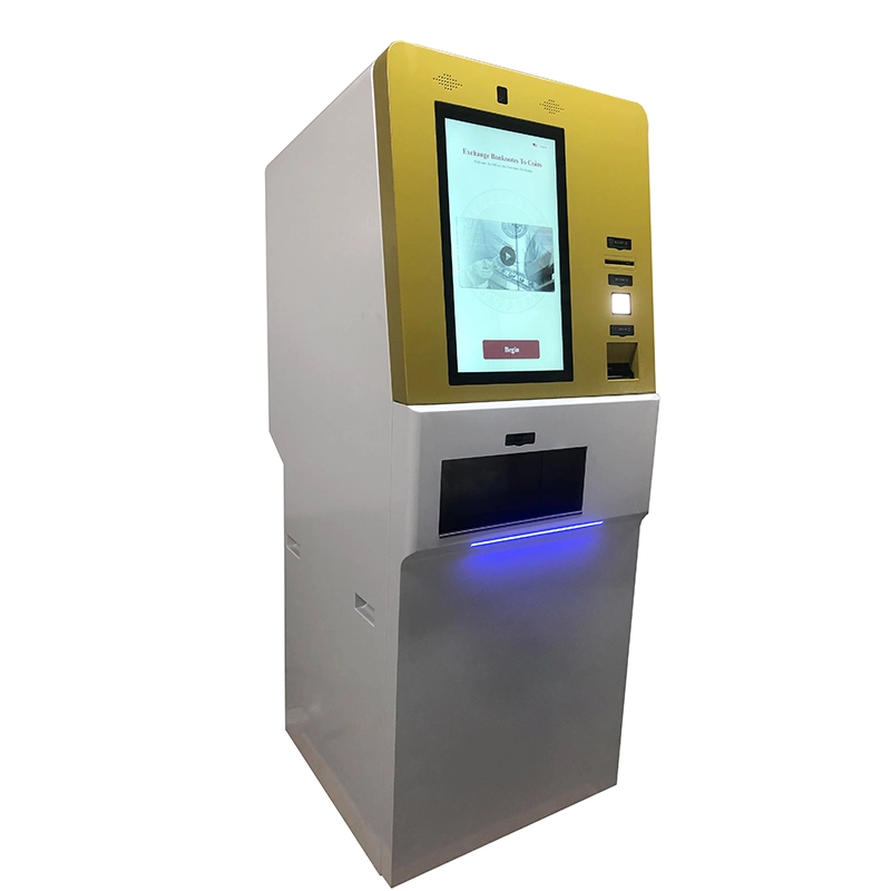 شاشة اللمس خدمة ذاتية الدفع Kiosk Cash Cالوديعة 2 تحويل العملات في الطريق