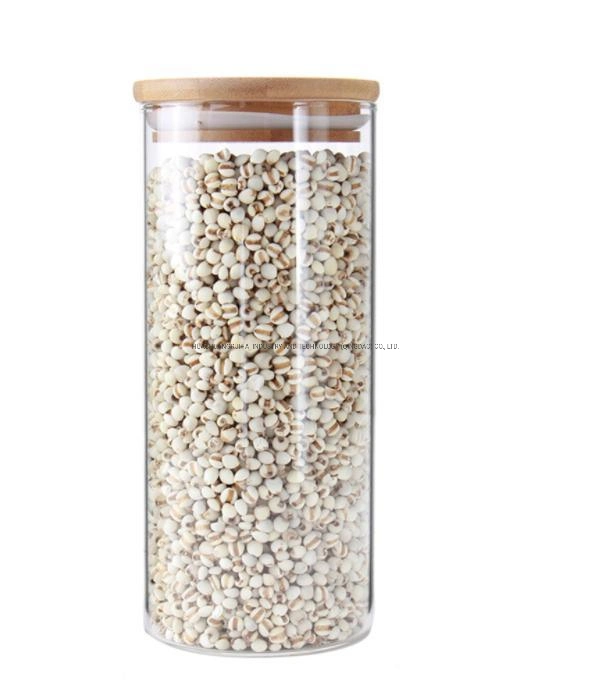 OEM Factory Directly Glassware Kitchenware Glass Jar Glass Food Jar with Straw Silicone Protective Sleeve Bamboo Lid BPA