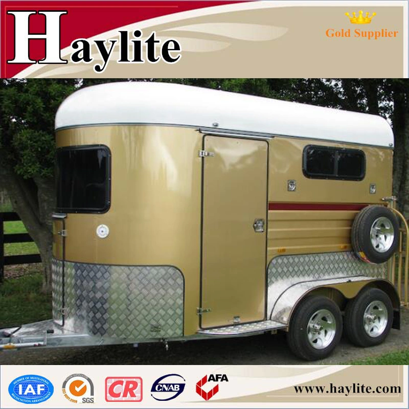 White 2 Horse Float with Horse Trailer Ramp Living Quarters and Roof for Sale