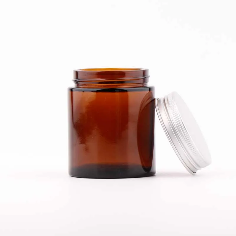 Wholesale/Supplier Packaging Amber Cosmetic Glass Jar 20g 30g 50g 100g with Screw Aluminum Lid/Cap for Cream