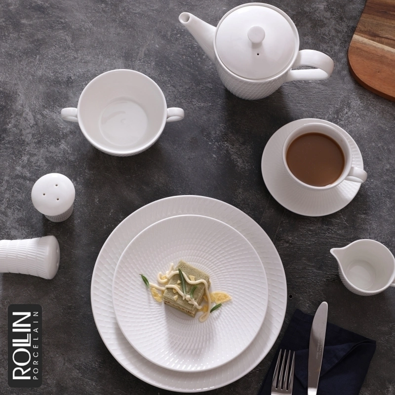 Royal Ware White Porcelain Catering Ceramic Dinner Plates Sets Dinnerware for Restaurant