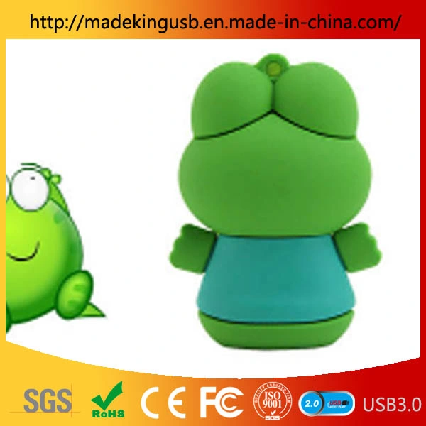 Commerce de gros Cartoon Frog Stick USB/petite grenouille caoutchouc mou USB Pen Drive