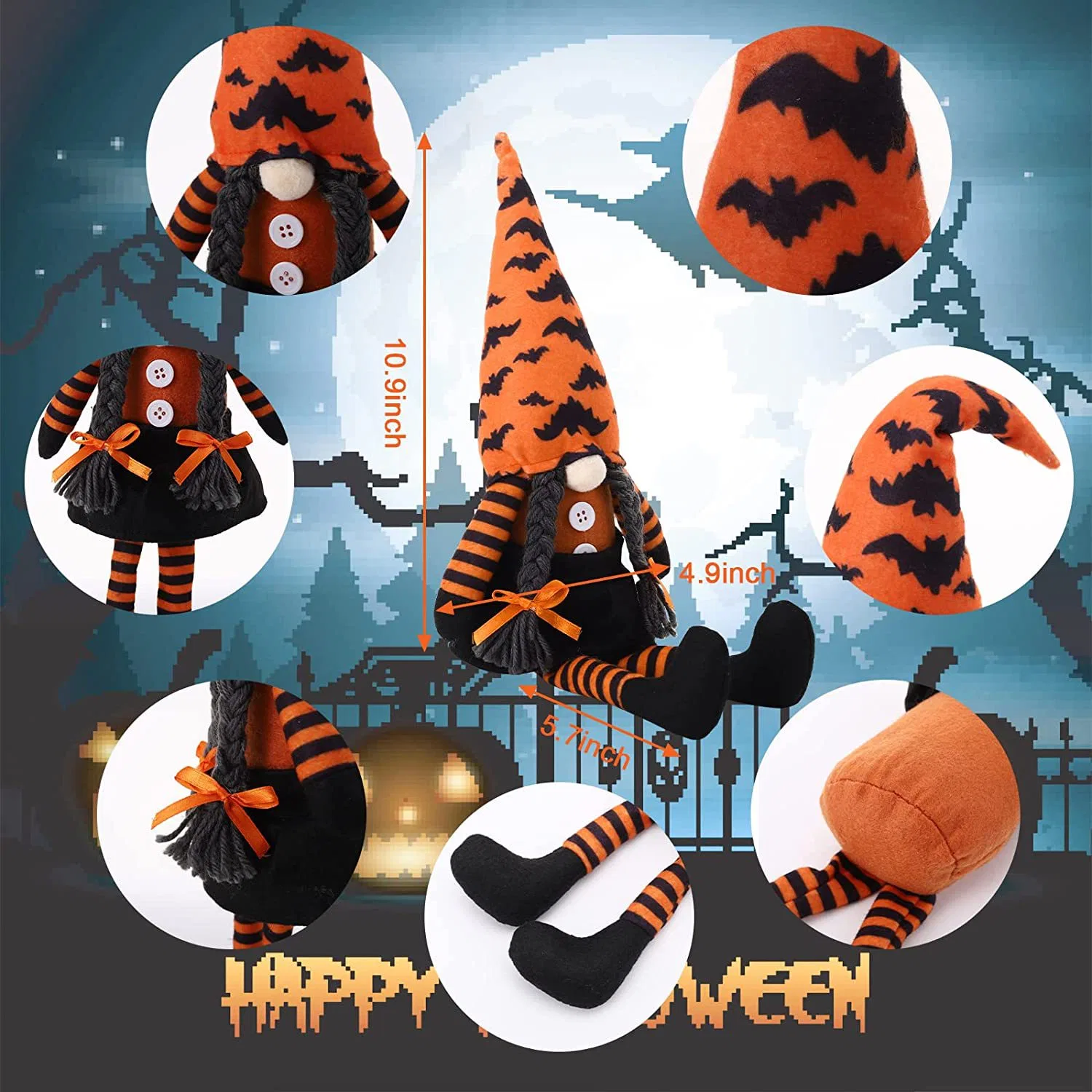 Halloween Dekorationen Halloween Gnome Dekor Handgefertigte schwedische Tomtes Home Tisch Puppe Geschenke für Halloween Thanksgiving Tiered Tablett, Kamin, Party