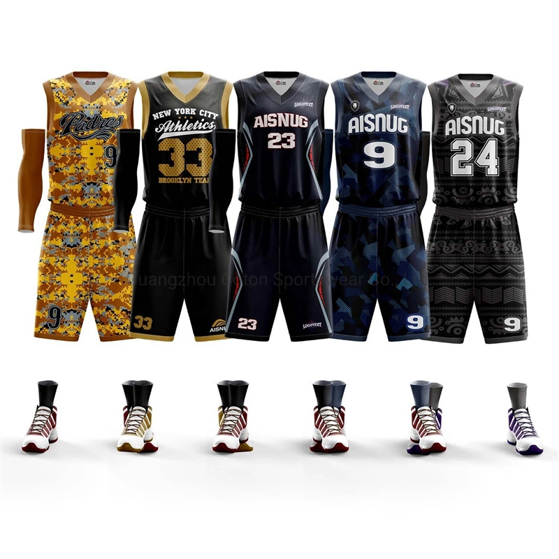 Comercio al por mayor de la malla de poliéster 100% personalizado por sublimación de secado rápido el Hombre nuevo impreso Diseño de ropa deportiva de Baloncesto el baloncesto Jersey