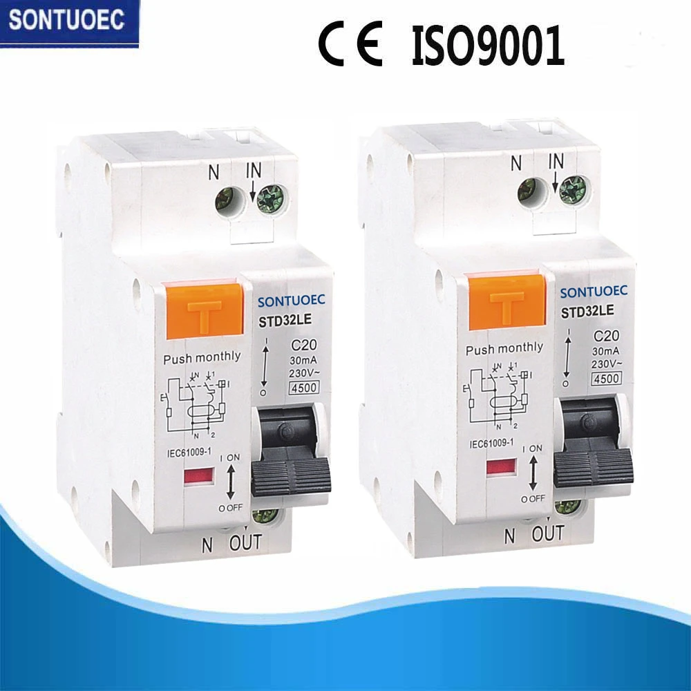 Disyuntor de corriente residual RCBO estándar IEC 61009 con sobrecarga Protección de corriente