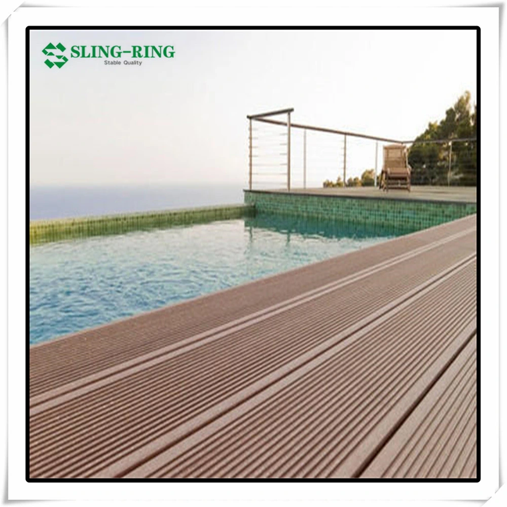 Outdoor Wood Grain Deep 3D Embossing Wood Plastic Composite WPC Deck Tiles