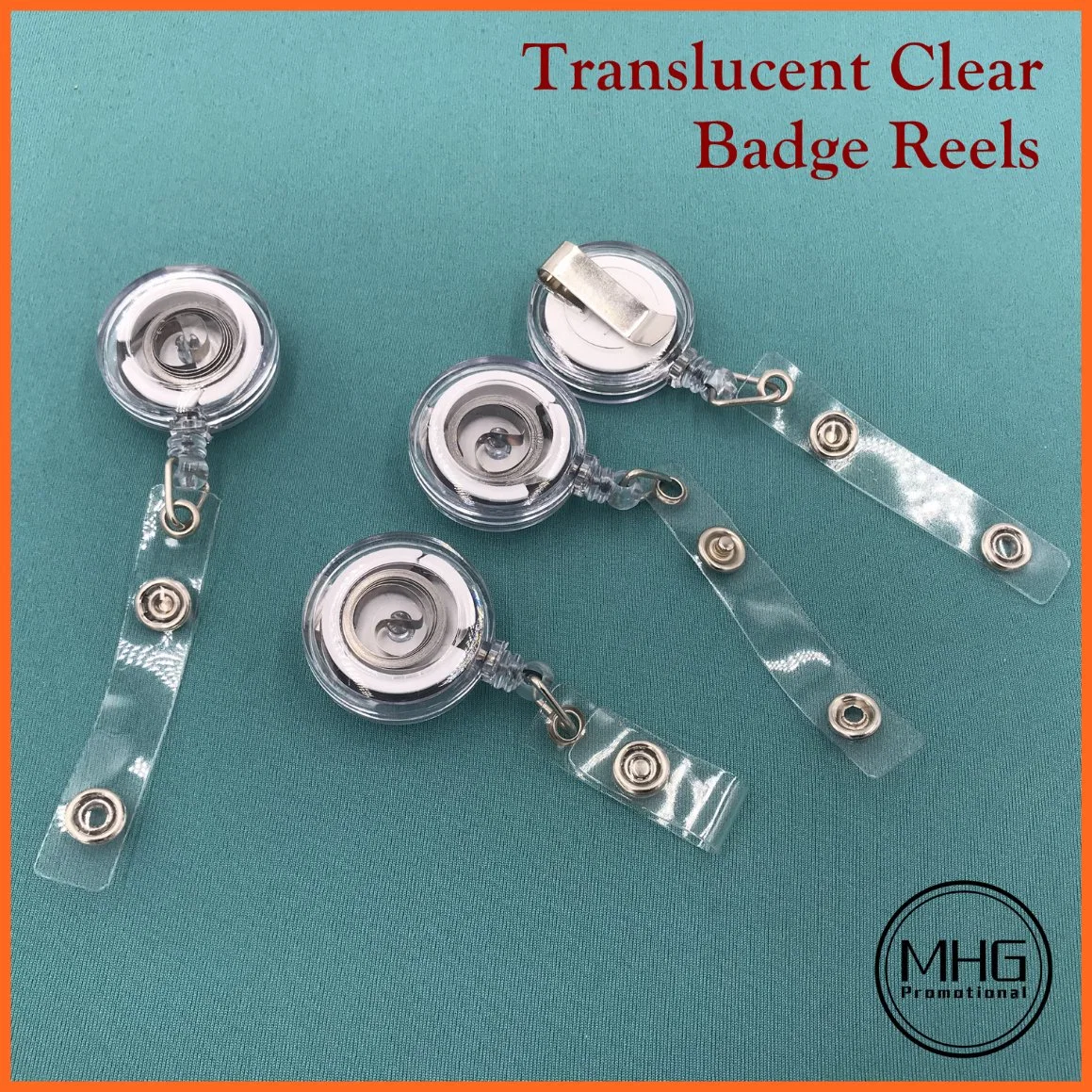 32mm Plastic Clear Badge Reels with Belt Clip