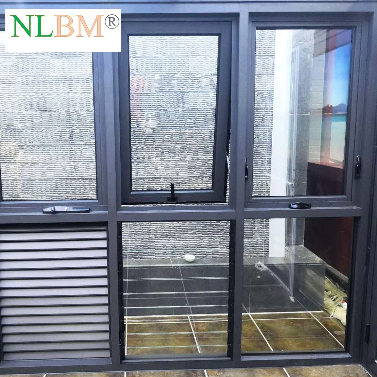 Foldable Crank Handle Wood Aluminum Casement Window Shutter Aluminum Clad Solid Wood Outward Opening Window