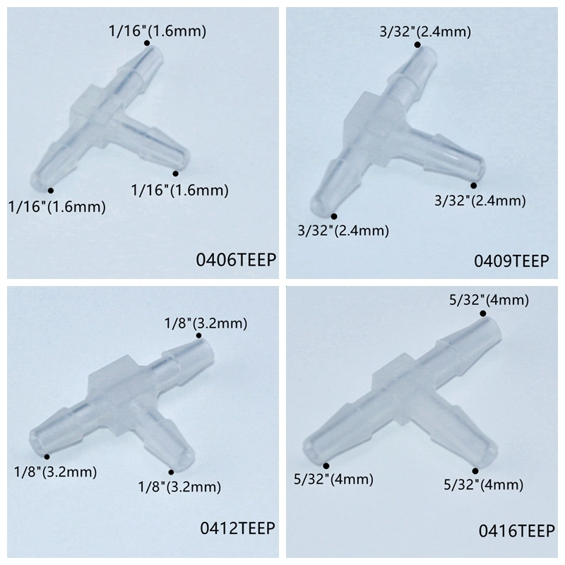 El plástico 5/32"X1/8"X5/32" la reducción de la púa de manguera dispensador de agua del aire en forma de unión en T T 3 maneras de empalmes conjunta el acoplador Tubo de caucho Accesorios de tubería