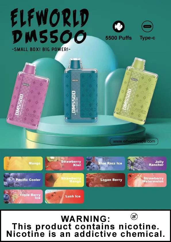 Wholesale/Supplier E Cigarette Elfworld Dm 5500 Puff 15flavour Mesh Coil 2%5%0% Kk Energy Biff Disposable/Chargeable Vape 5000 Puff OEM Vape 650mha Randm Tornado Dazzle 2600 Bar