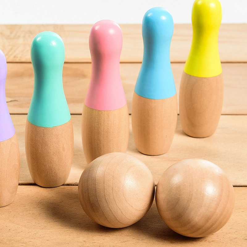 Jeu de boules de bowling Rainbow pour la simulation en bois intérieure et extérieure pour enfants Jouets