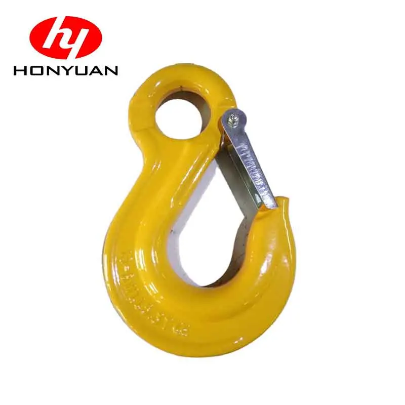 Alloy Steel G80 A327 with Safety Latch Eye Sling Hook, Surface: Self Colored, Painted, or Zinc Plated.