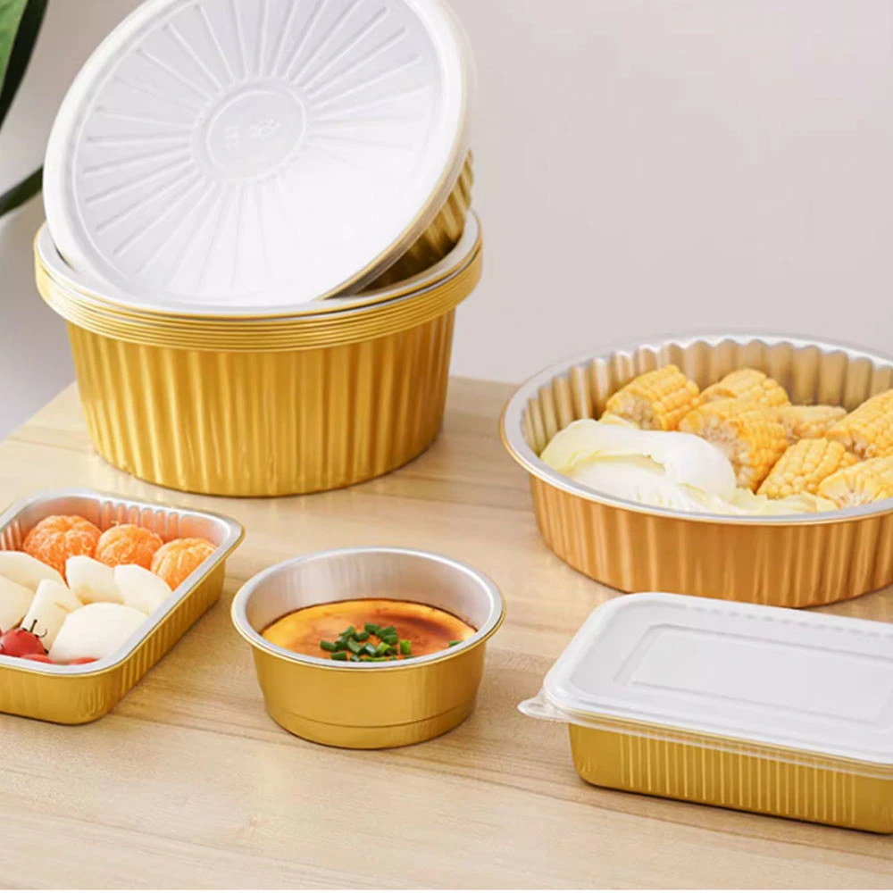 Circular Baking Dish Pans Logo Disposable Dessert Boxes Color Pudding with Lid Pan Cakes Aluminum Foil Baking Cups