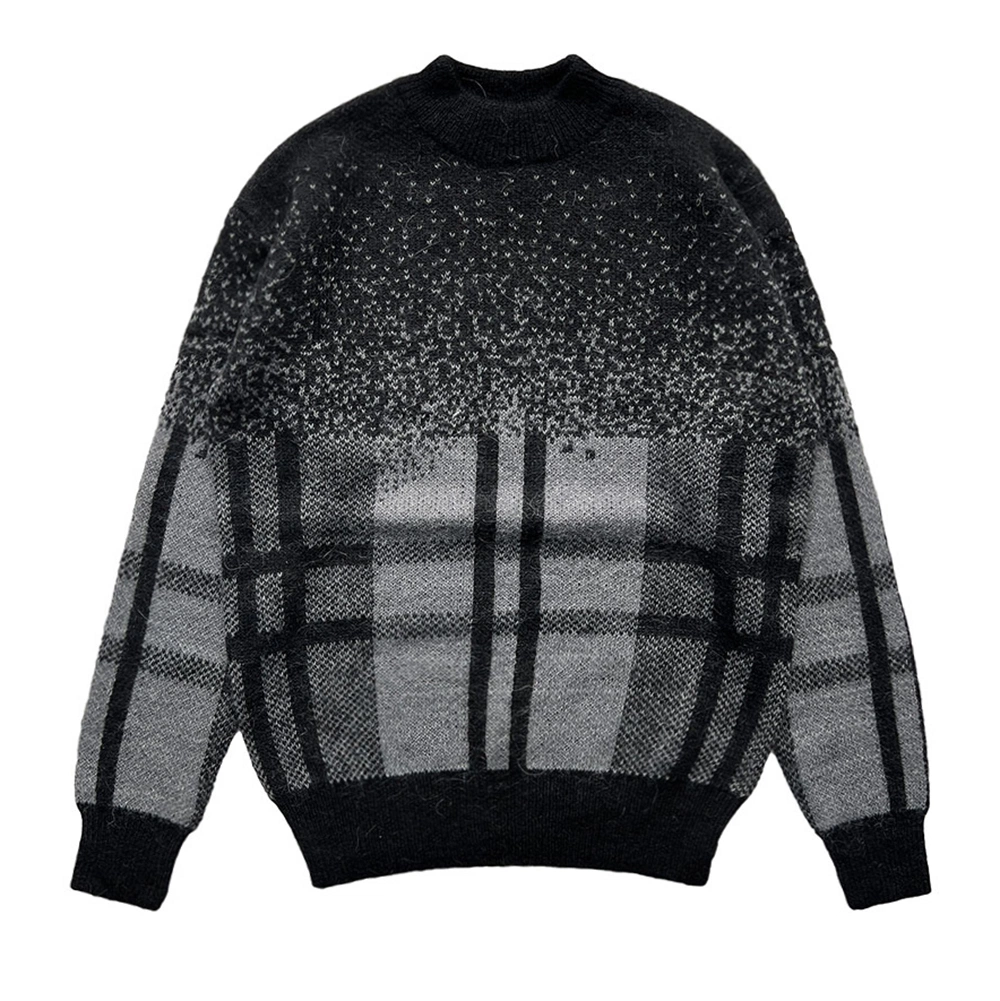 Custom High Quality Jacquard Acrylic Mohair Men's Luxury Crewneck Pullover Sweater