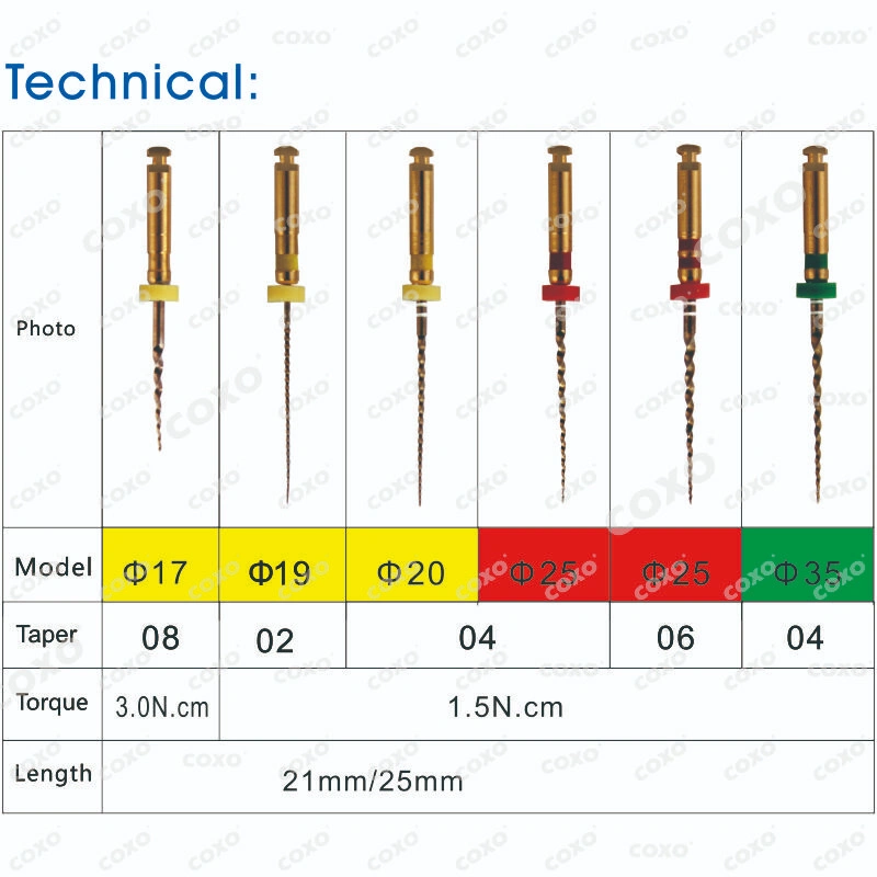 Canal racine Endo dentaire de qualité médicale Golden Dental NiTi Endo Lime rotative