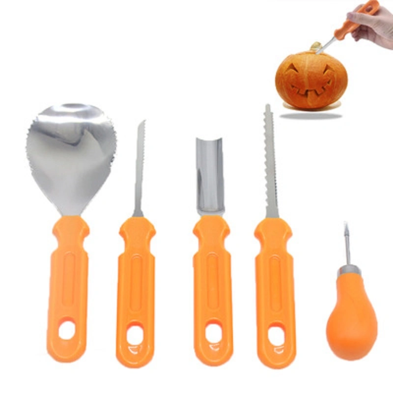 Classic Halloween Pumpkin Jack-O-Lanterns Carving Decoration Tool Kit Set, 5PCS of Premium Stainless Steel Mini Tools Set DIY Decoration Accessories Wbb16351