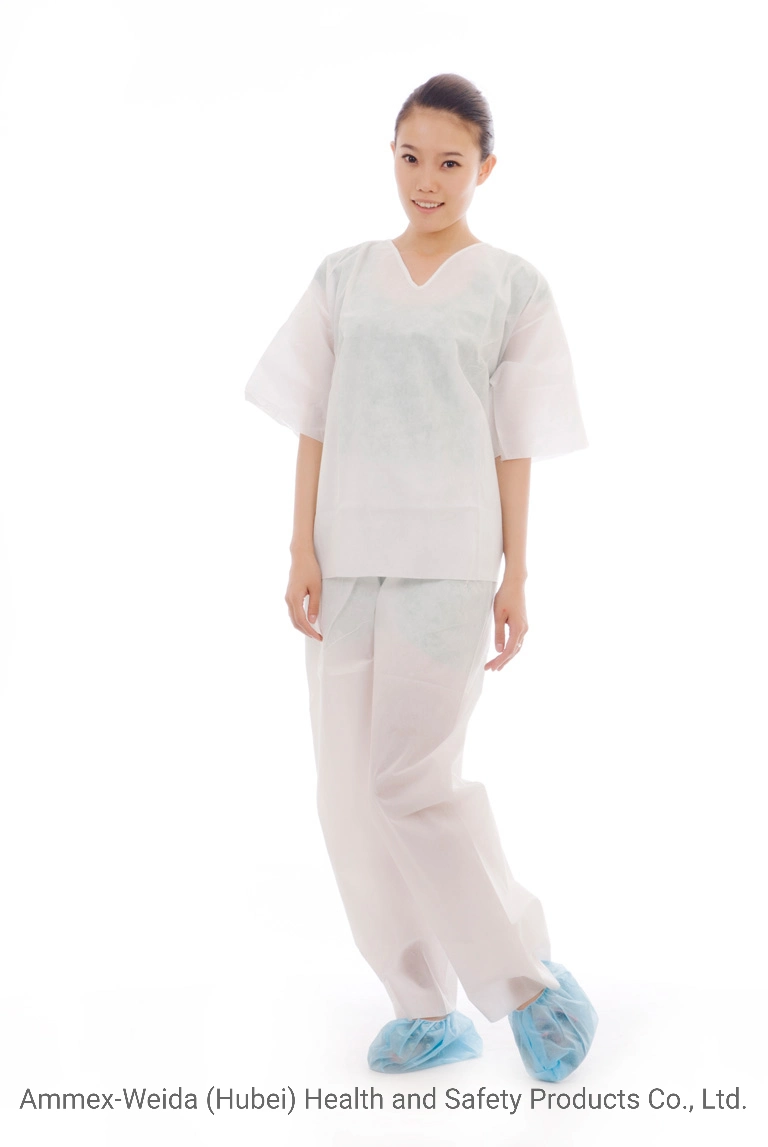 Disposable Scrub Suit with Shirt and Pants/SMS Material Disposable Shirt and Pants