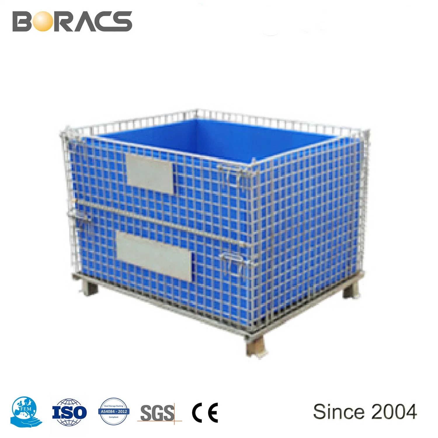 High Capacity Rigid Foldable Lockable Welded Stackable Collapsible Metal Steel Wire Mesh Storage Containers