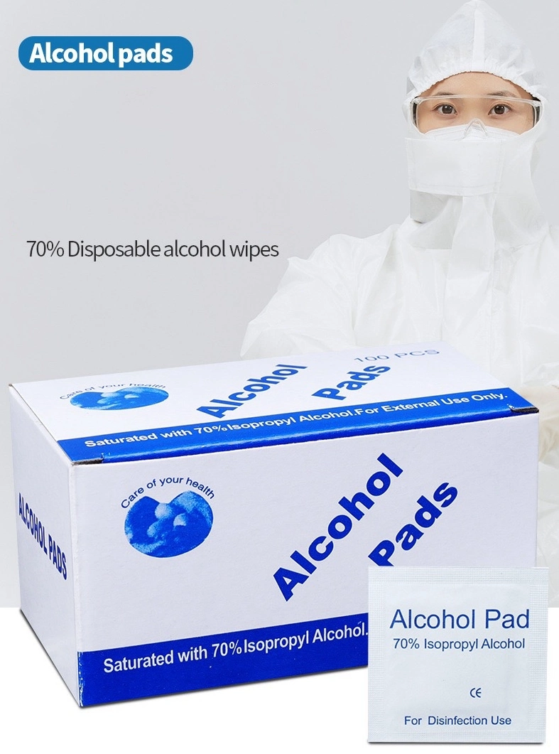 Alcohol Prep Pads, 70% Alcohol Cotton Slices, 100 PCS Alcohol Gauze Pads Individually Wrapped