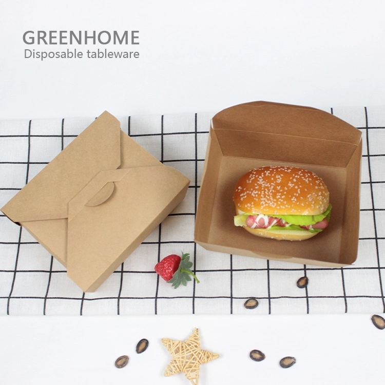 Disposable Paper Tableware 166mm Length Paper Box Craft Paper Custom for Fast Food