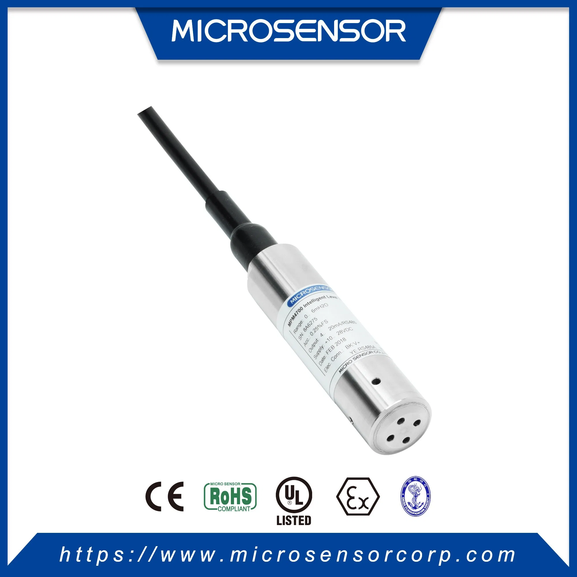 4~20mA Output Digital HART RS485 Water Tank Intelligent IP68 Customized Level Transmitter MPM4700