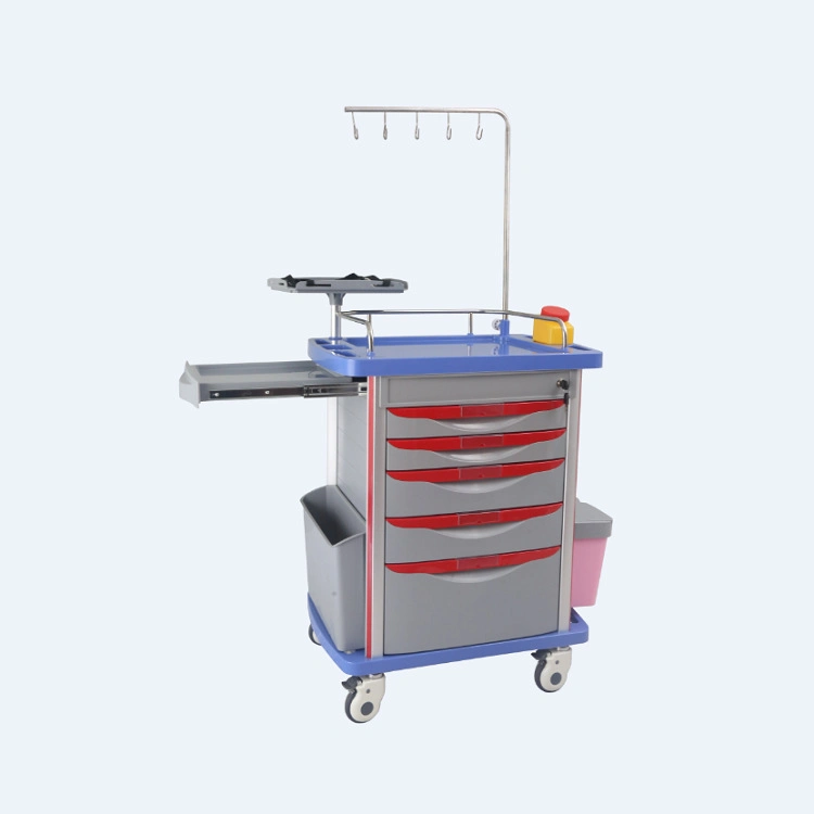 High quality/High cost performance  Mobile ABS Drugs Medical Crash Cart Plastic Emergency Medicine Trolley