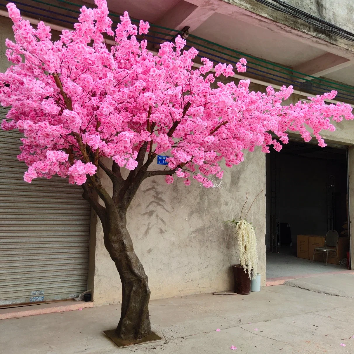 Nearly Natural Artificial Plant Plastic Leaves Artificial Cherry Blossom Trees for Decoration