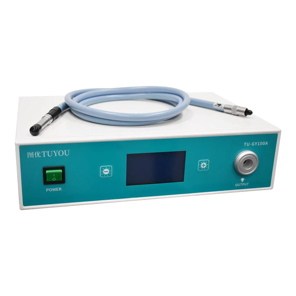 100W Medical Cold LED Endoscope Light Source with Fiber Optic Cable for Surgical Laparoscope