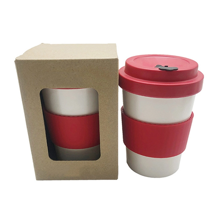 Reusable Biodegradable Custom Printed Biodegradable Coffee Cups Eco-Frindly Mugs with Silicone Sleeve and Cover