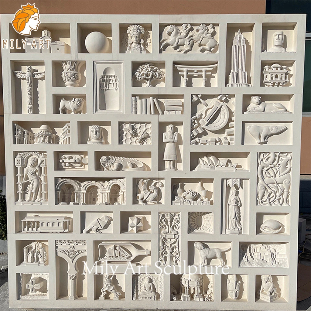 Modern Creative Custom Design Decoration Hand Carved Marble Relief