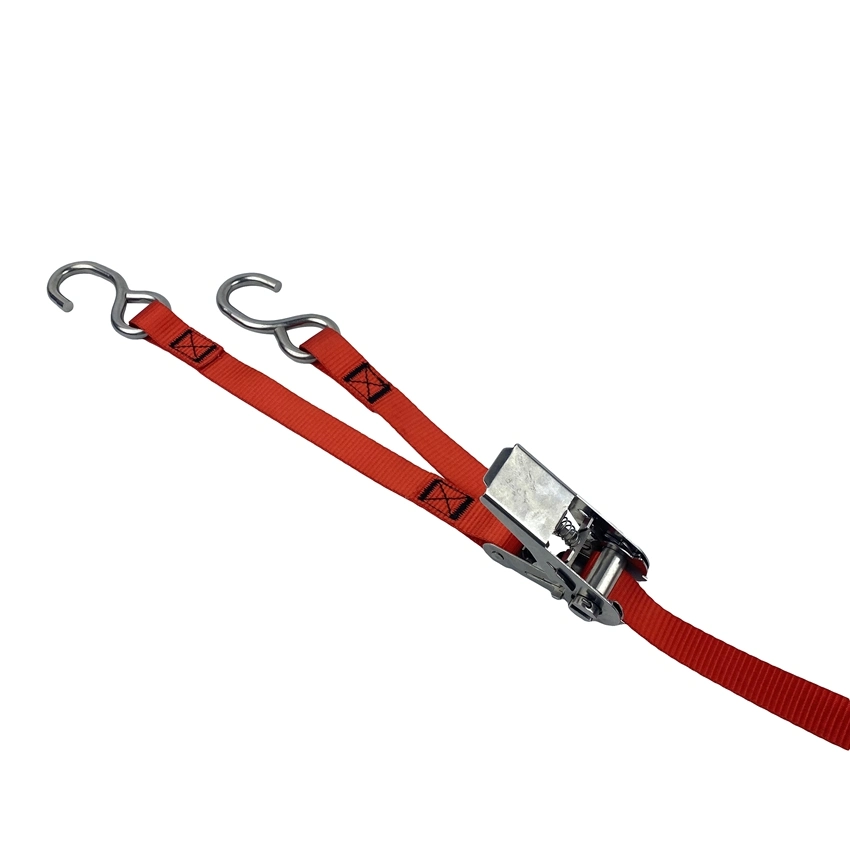 CE GS Certificate 1inch Stainless Steel Ratchet Lashing Strap with S Hook