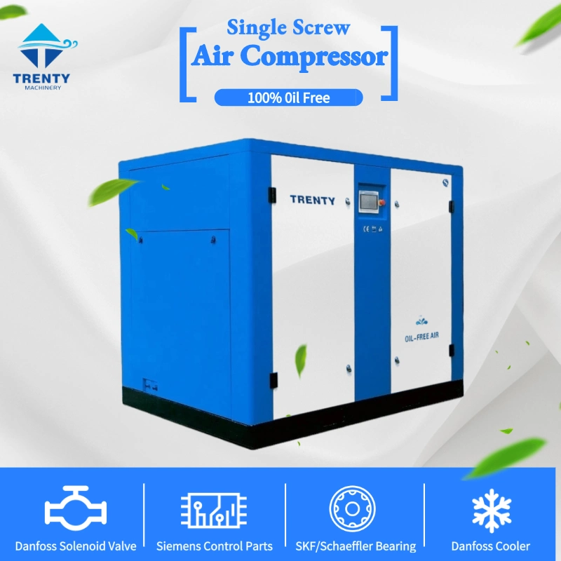 2021 New High Efficiency (30% Energy Saving) Single Screw Air Compressor 100% Oil-Free Low Pressure Compressors 90kw 8-12.5bar Air Cooling