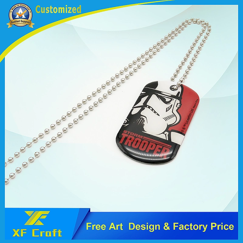 Professional Custom Silk Screen Cmyk Stain Steel Metal Tags/Dog Tag/ID Tag/Pet Tags with Ball Chain for Souvenir (XF-DT07)