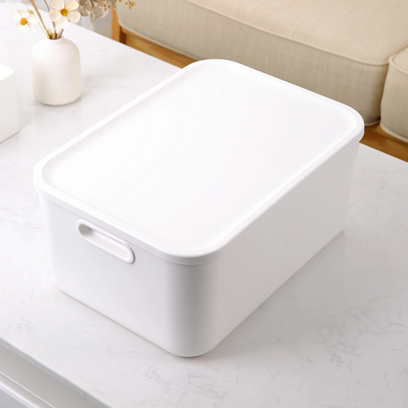 Household Plastic Storage Cotainer for Living Room Kitchen Utility Rooms White Stackable Plastic Storage Bin with Lids